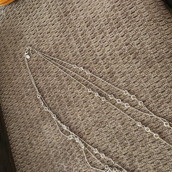 Express silver tone crystal 3 strand necklace, like New. RARE! - Picture 5 of 6